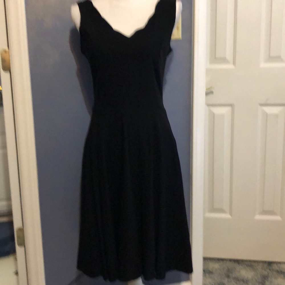 Nwot Ouges Black Fitted/Flare Dress With Scallope… - image 1